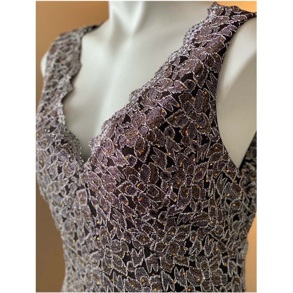 Candalite - Women’s Formal Lace V-Neck Godet Skirt Dress (M) - Picture 6 of 11